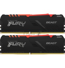 Память оперативная Kingston 64GB 2666MHz DDR4 CL16 DIMM (Kit of 2) FURY Beast RGB