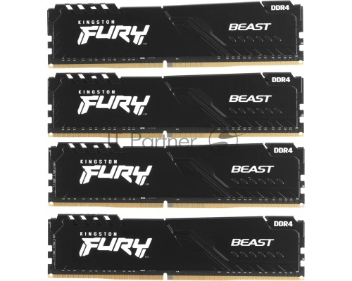 Оперативная память Kingston 64GB DDR4 3600MHz CL18 DIMM (Kit of 4) FURY Beast Black