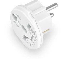 Адаптер-переходник Buro BU-PA01-W (1 розетка) белый (пакет ПЭ)  (BU-PA01-W) {переходник для Apple универсальный}