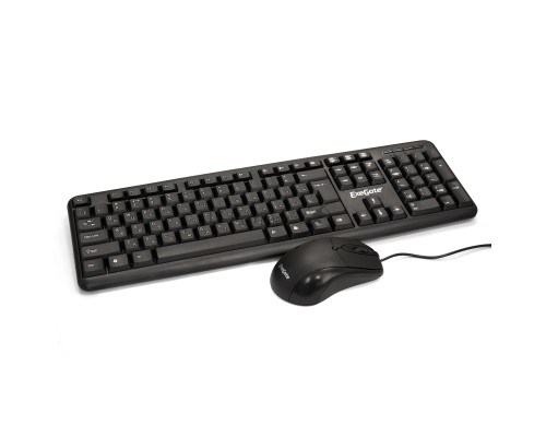 Комплект ExeGate EX287139RUS Professional Standard Combo MK120-OEM (клавиатура влагозащищенная 104кл. + мышь оптическая 1000dpi, 3 кнопки и колесо прокрутки; USB, длина кабелей 1.3м, черный, ОЕМ)