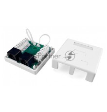 Розетка компьютерная RJ-45(8P8C) Hyperline, категория 5e, двойная, внешняя, Dual IDC