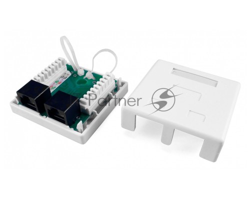 Розетка компьютерная RJ-45(8P8C) Hyperline, категория 5e, двойная, внешняя, Dual IDC