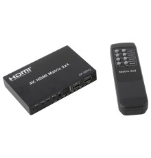 ORIENT HSP0204HN-2.0, HDMI матричный переключатель/разветвитель 2->4 с аудиовыходами, UHD 4K/60Гц (3840x2160), HDR, HDMI 2.0, HDCP 2.2, пульт ДУ, внешний БП 5В/2A, метал.корпус (33266)