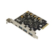 ORIENT AM-U3142PE-3A2C, Контроллер PCI-Ex4 v3.0, USB 3.2 Gen2, скорость до 10 Гбит/с, 5-port ext (3xType-A + 2xType-C), ASM3142+VL820-Q8 chipset, Self powered (31351)