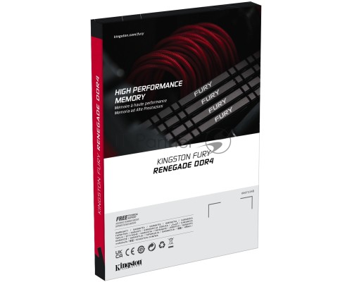 Модуль памяти Kingston DRAM 16GB 3600MHz DDR4 CL16 DIMM 1Gx8 FURY Renegade Black EAN: 740617322552