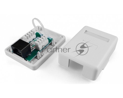 Розетка компьютерная Hyperline SB1-1-8P8C-C5e-WH RJ-45(8P8C), категория 5e, одинарная, внешняя, Dual IDC