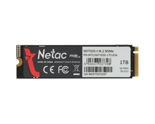 [носитель информации] SSD 1Tb, M.2 2280, Netac NV7000-t, NVMe, PCIe 4x4, 7300R/6600W, heat sink, NT01NV7000t-1T0-E4X