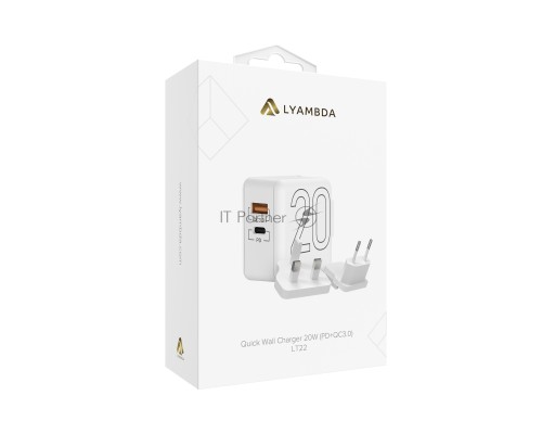 Сетевое зарядное устройство Lyambda LT22 20Вт c 2-мя выходами (PD+QC3.0)