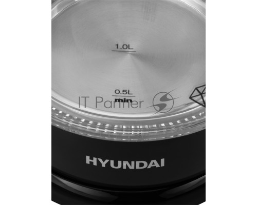 Чайник электрический Hyundai HYK-G2011 1.7л. 2200Вт черный (корпус: стекло)