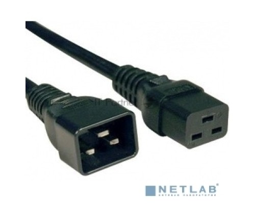 Кабель Hyperline PWC-IEC19-IEC20-0.5-BK кабель питания IEC 320 C19 - IEC 320 C20 (3x1.5), 16A, прямая вилка, 0.5м, цвет черный