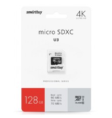 Micro SecureDigital 128GB Smartbuy Cl10 U3 (SB128GBSDU3-01)