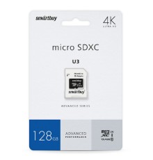 Micro SecureDigital 128GB Smartbuy U3 V30 A1 Advanced R/W up to 90/55 с адапт (SB128GBSDU1A-AD)