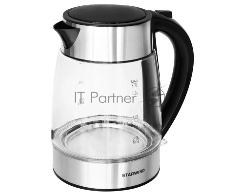Чайник электрический Starwind SKG3026 1.7л. 2200Вт черный/серебристый (корпус: стекло)