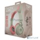 Гарнитура-Bluetooth Party Cat ВТ 0027 (бежево-розовая) c подсветкой, FM-радио, MicroSD, накладная, Bluetooth 5.0+EDR, 360 мА-ч, до 10 часов работы, пластик+экокожа.