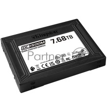 Твердотельный накопитель Kingston DC1500M, 7680GB, SSD, U.2, NVMe, PCIe 3.0 x4, 3D TLC, R/W 3100/2700MB/s, IOPs 420 000/200 000, 14020TBW, DWPD 1 (5 лет)