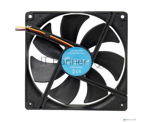Вентилятор для корпуса 5bites FB14025S-12L3 черный, 140 x 140 x 25 мм, пластик, 1200 об/мин, 25 дБ, 3 pin