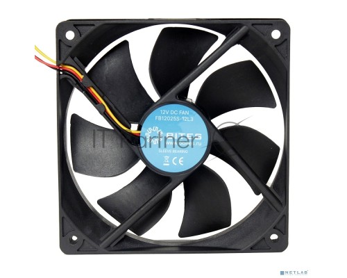 Вентилятор для корпуса 5bites FB12025S-12L3 черный, 120 x 120 x 25 мм, пластик, 1200 об/мин, 25 дБ, 3 pin