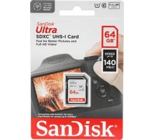 SecureDigital 64GB SanDisk Ultra SDXC Class 10 UHS-I U1 Ultra R 140MB/s <SDSDUNB-064G-GN6IN>