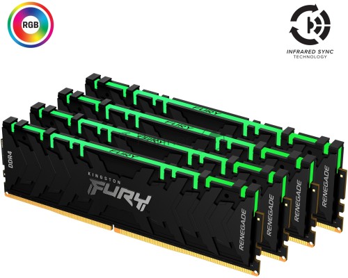 Память оперативная Kingston 32GB 3000MHz DDR4 CL15 DIMM (Kit of 4) FURY Renegade RGB