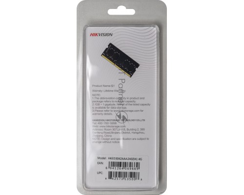 Оперативная память SODIMM DDR3 DIMM 4Gb PC12800, 1600Mhz, 1.35V, HIKVision HKED3042AAA2A0ZA1/4G