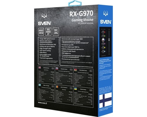 Мышь проводная SVEN RX-G970 черный, 4000 dpi, USB, кнопки - 7