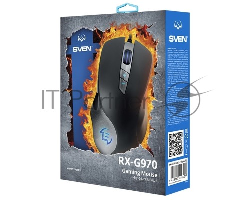 Мышь проводная SVEN RX-G970 черный, 4000 dpi, USB, кнопки - 7