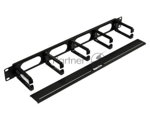 Кабельный организатор Hyperline CM-1U-5R-PL-COV с пластиковыми кольцами с крышкой, 19