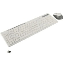 Клавиатура + мышь Genius Smart Slimstar 8230 WHITE {USB,1 мини-ресивер на оба устройства,104 кл кнопка SmartGenius,  мембранная,800-1600 DPI} [31340015402]