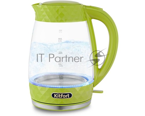 Чайник электрический Kitfort KT-6123-2 2л. 2200Вт салатовый (корпус: стекло)