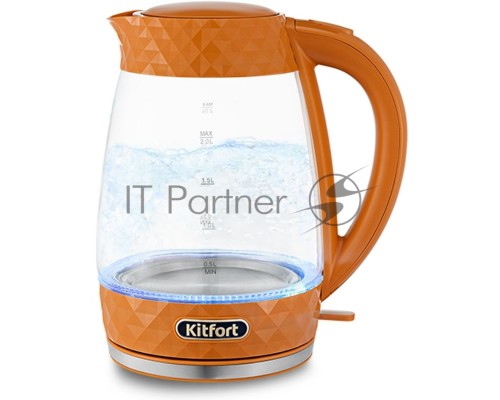Чайник электрический Kitfort KT-6123-4 2л. 2200Вт оранжевый (корпус: стекло)