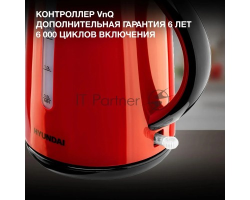 Чайник электрический Hyundai HYK-P3024 1.7л. 2200Вт красный/черный (корпус: пластик)