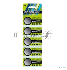 Батарейка литиевая Ergolux CR2016 BL-5 (CR2016-BP5, 3V) (5 шт. в уп-ке)