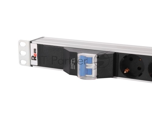 Верт блок розет Rem-16 с авт 16А 10 Shuko 10IEC60320 C19 16A алюм 33-38U 3м
