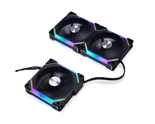 [Вентилятор] Lian Li G99.12SLV23B.R0 Комплект вентиляторов (3шт.) UNI FAN SL120 V2 Black /UF-SL120V2-3B/ 120х120х28мм (PWM, ARGB, 250-2000 об/мин, 29.2dBa) 