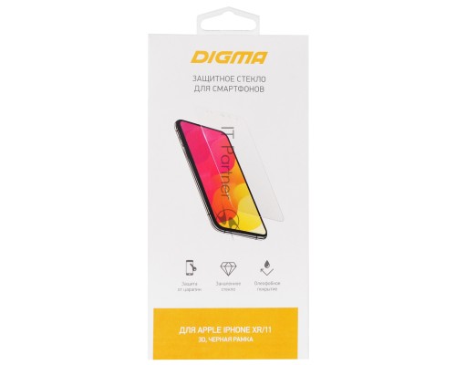 Защитное стекло для экрана Digma для Apple iPhone XR/11 3D 1шт. (DGG3AP11XA)