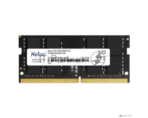 Оперативная память Netac 8GB DDR4 3200MHz SO-DIMM CL22 1.2V / NTBSD4N32SP-08
