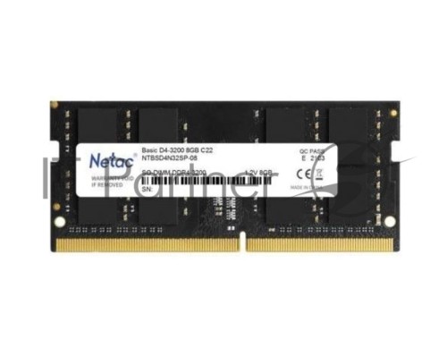 Оперативная память Netac 8GB DDR4 3200MHz SO-DIMM CL22 1.2V / NTBSD4N32SP-08