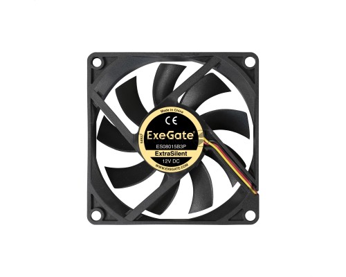 Вентилятор ExeGate EX288923RUS ExtraSilent ES08015B3P (80x80x15 мм, 2-Ball (двойной шарикоподшипник), 3pin, 1600RPM, 22dBA)