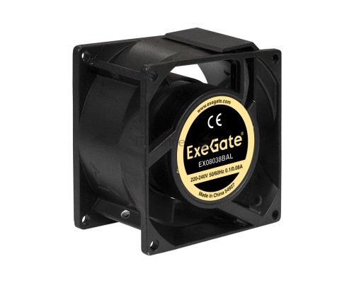 Вентилятор 220В ExeGate EX288999RUS EX08038BAL (80x80x38 мм, 2-Ball (двойной шарикоподшипник), подводящий провод 30 см, 2500RPM, 37dBA)