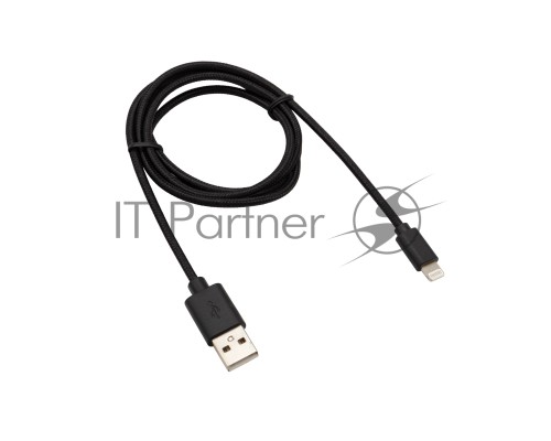 Кабель REXANT USB-Lightning 1 м, черная нейлоновая оплетка