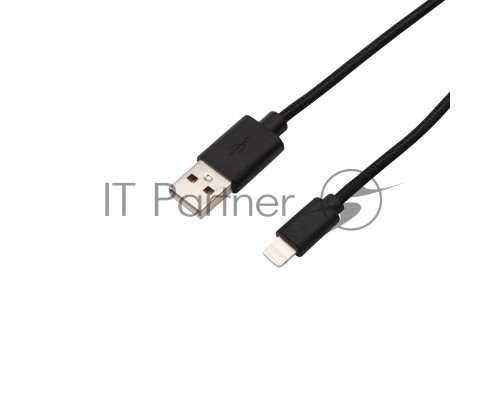 Кабель REXANT USB-Lightning 1 м, черная нейлоновая оплетка