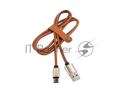 Кабель USB-Type-C/2A/leather/brown/1m/REXANT