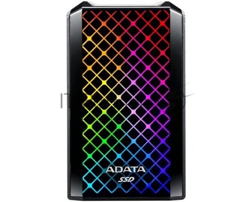Внешний твердотельный накопитель 1TB ADATA SE900G RGB Black [ASE900G-1TU32G2-CBK] USB 3.2 Gen2x2 Type-C, 2000/2000, USB 3.2 Type-C to C cable, USB 3.2 Type-C to A cable, RTL