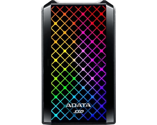 Внешний твердотельный накопитель 1TB ADATA SE900G RGB Black [ASE900G-1TU32G2-CBK] USB 3.2 Gen2x2 Type-C, 2000/2000, USB 3.2 Type-C to C cable, USB 3.2 Type-C to A cable, RTL