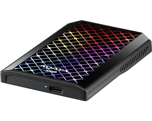 Внешний твердотельный накопитель 1TB ADATA SE900G RGB Black [ASE900G-1TU32G2-CBK] USB 3.2 Gen2x2 Type-C, 2000/2000, USB 3.2 Type-C to C cable, USB 3.2 Type-C to A cable, RTL