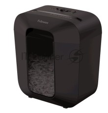 Шредер Fellowes PowerShred LX25 черный (секр.P-4)/перекрестный/6лист./11.5лтр./скрепки/скобы/пл.карты