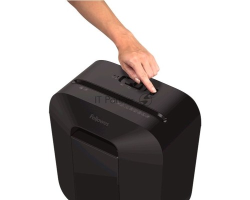 Шредер Fellowes PowerShred LX25 черный (секр.P-4)/перекрестный/6лист./11.5лтр./скрепки/скобы/пл.карты