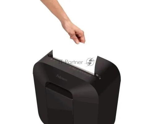 Шредер Fellowes PowerShred LX25 черный (секр.P-4)/перекрестный/6лист./11.5лтр./скрепки/скобы/пл.карты