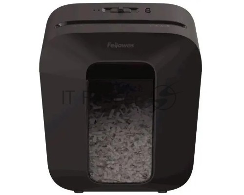 Шредер Fellowes PowerShred LX25 черный (секр.P-4)/перекрестный/6лист./11.5лтр./скрепки/скобы/пл.карты