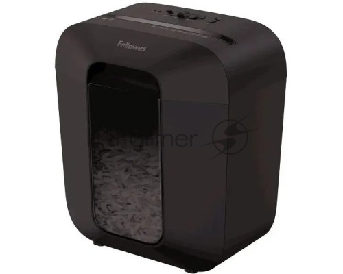 Шредер Fellowes PowerShred LX25 черный (секр.P-4)/перекрестный/6лист./11.5лтр./скрепки/скобы/пл.карты